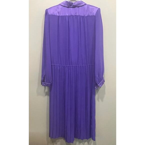 Vintage Joy Gordon Pleated Dress Elegant V Neck A Line Midi Dress Women's Sz 16 - Picture 2 of 11